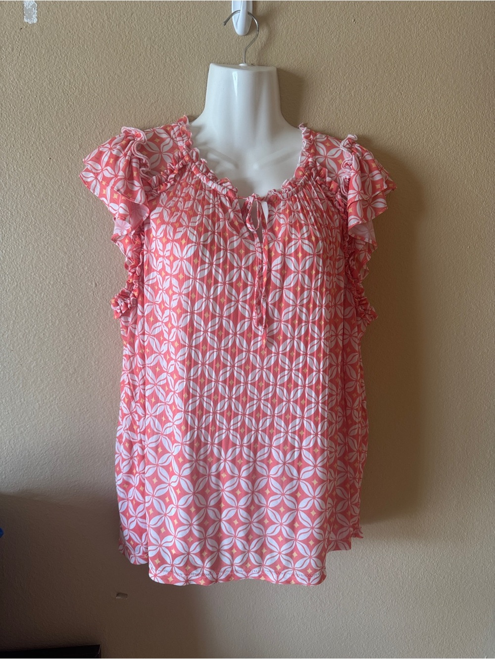 Cable & gauge XL coral blouse